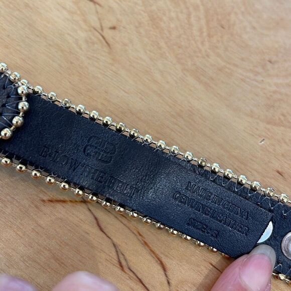 B-low The Belt Womens Leather Star Embellished Adjustable Belt Black Gold Small main image 7
